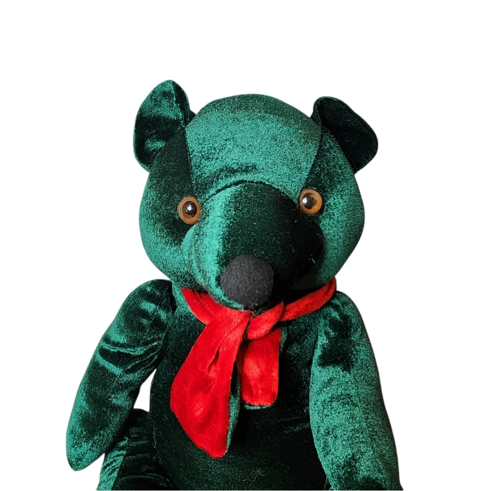 Bears two red & green soft shiny wearing colorful ties toys or gift